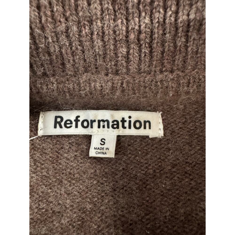 Reformation 100% Wool Brown Otto Oversized Polo Sweater Size S Pullover - Picture 12 of 12